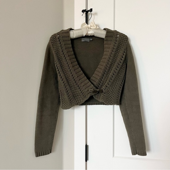 Mexx Sweaters - Green Boho knit wrap cardigan